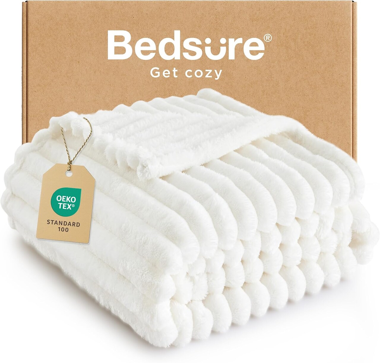 White Throw Blanket for Couch - Cozy Soft Blankets for Women, Cute Small Fleece Throws for Girls, House Bedroom Decor Aesthetic Gift for Women, Off White, 50x70 Inches